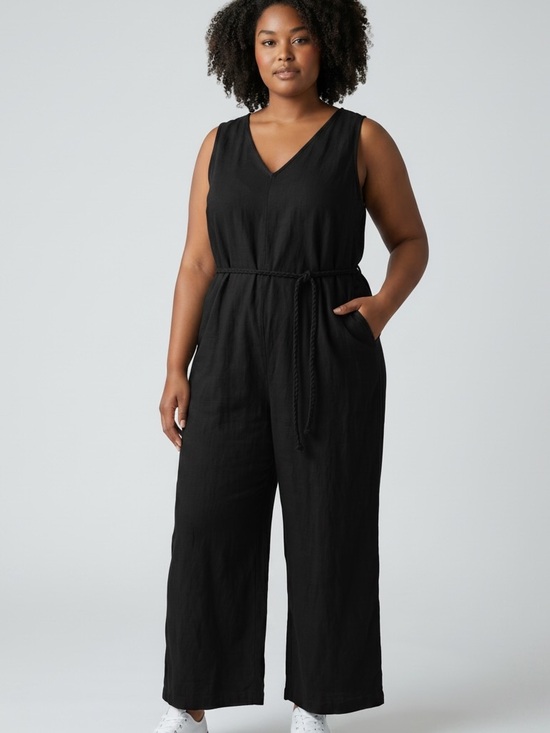 Universal Pants - Universal Thread - NWT - Black Sleeveless V-Neck Jumpsuit with Braided Tie
